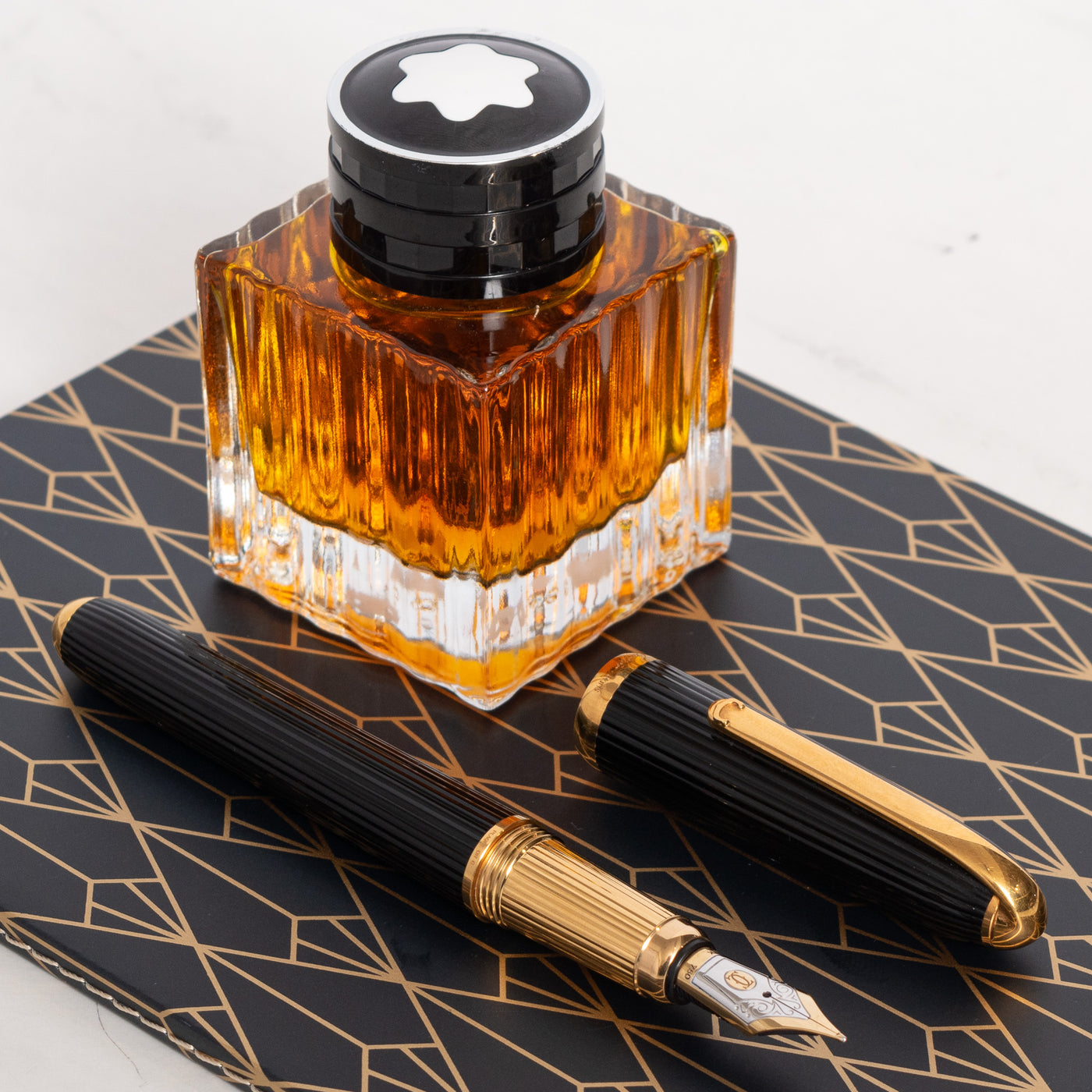 Cartier Louis Black Composite & Gold Fountain Pen luxury