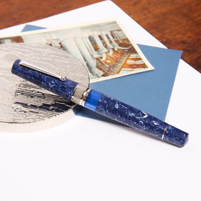 Delta Lapis Blue Celluloid Fountain Pen Capped