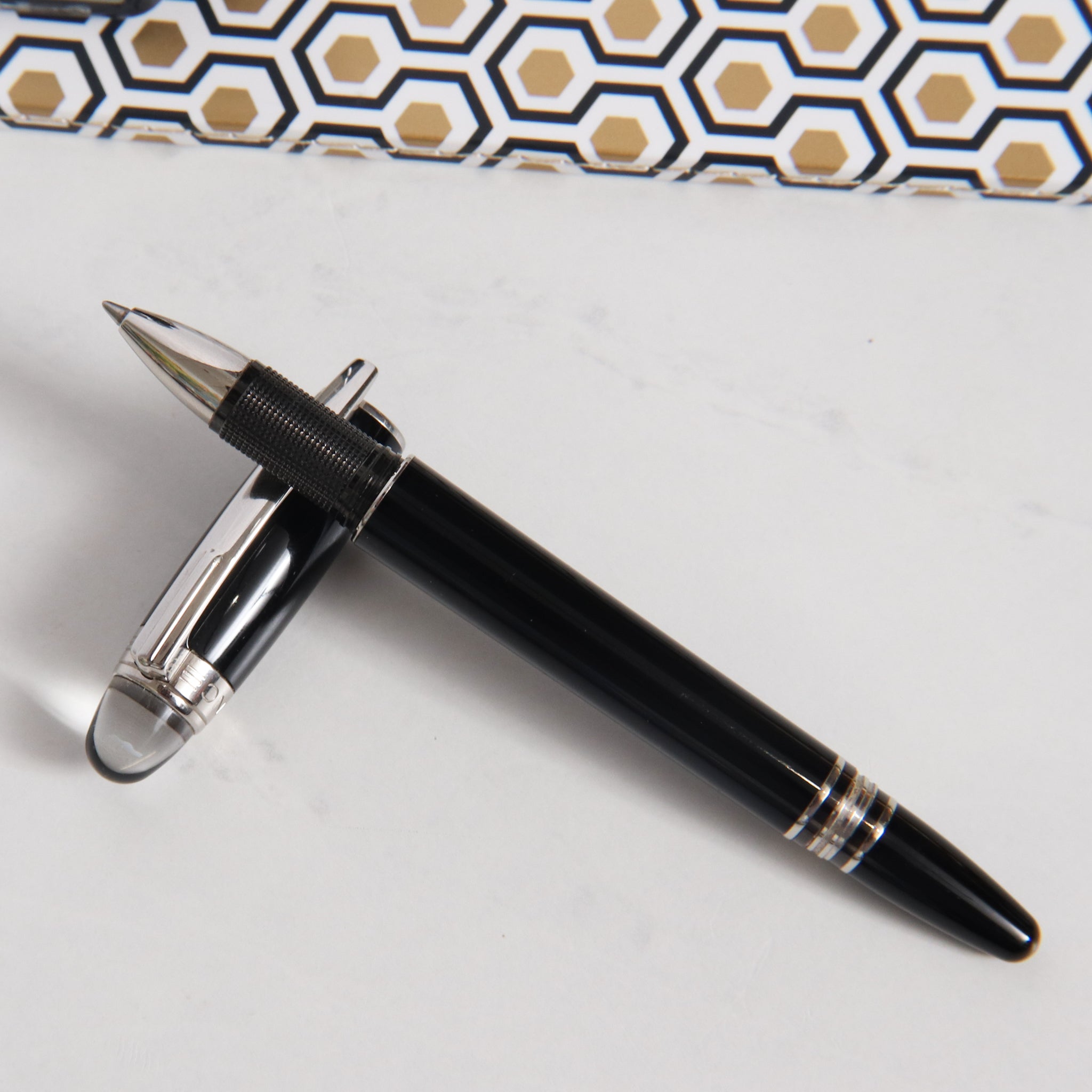 Montblanc Starwalker Black & Platinum Rollerball Pen Preowned Truphae