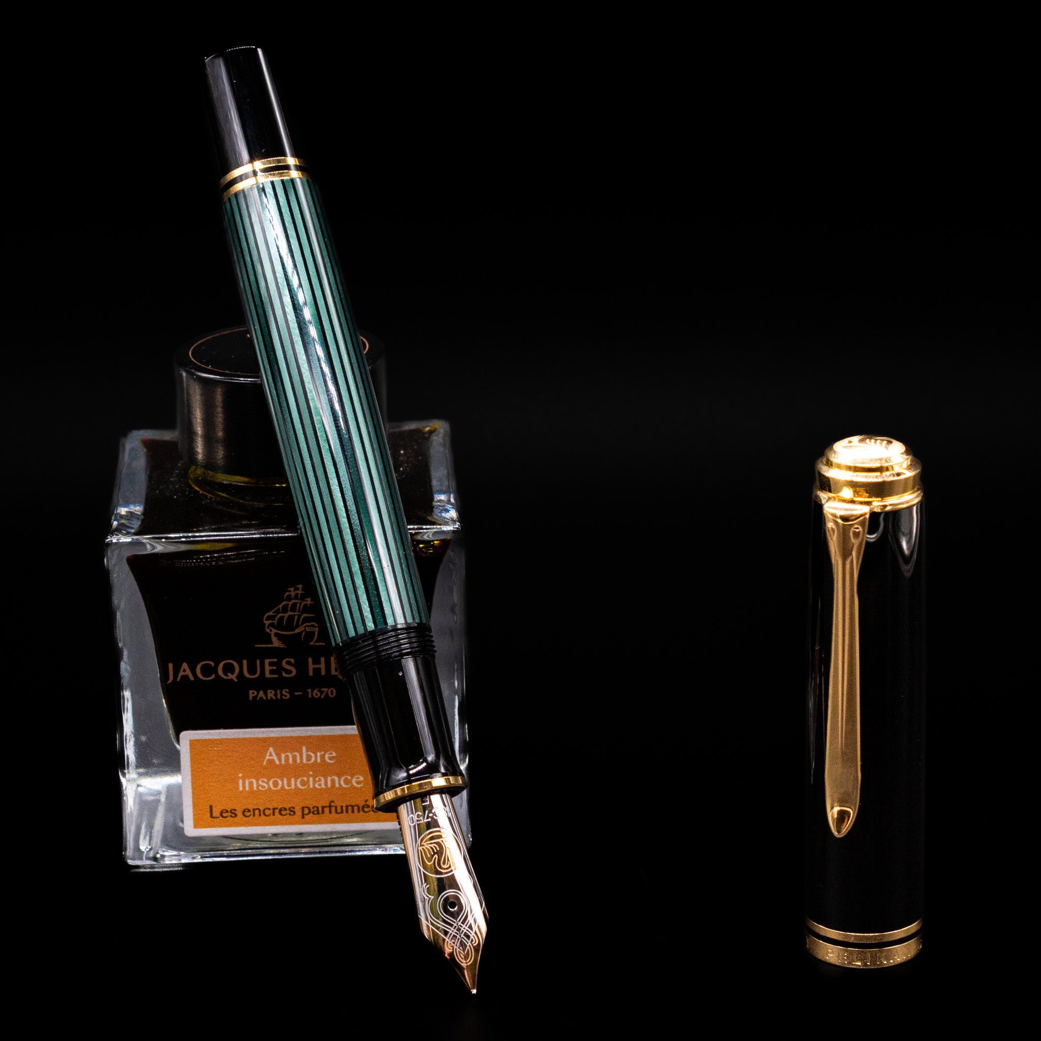 Pelikan Souveran M1000 Fountain Pen - Black & Green – Truphae
