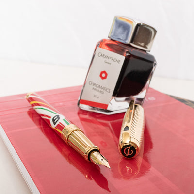 ST Dupont Line D Large 24 Hours of Le Mans Red Fountain Pen Gold Trim