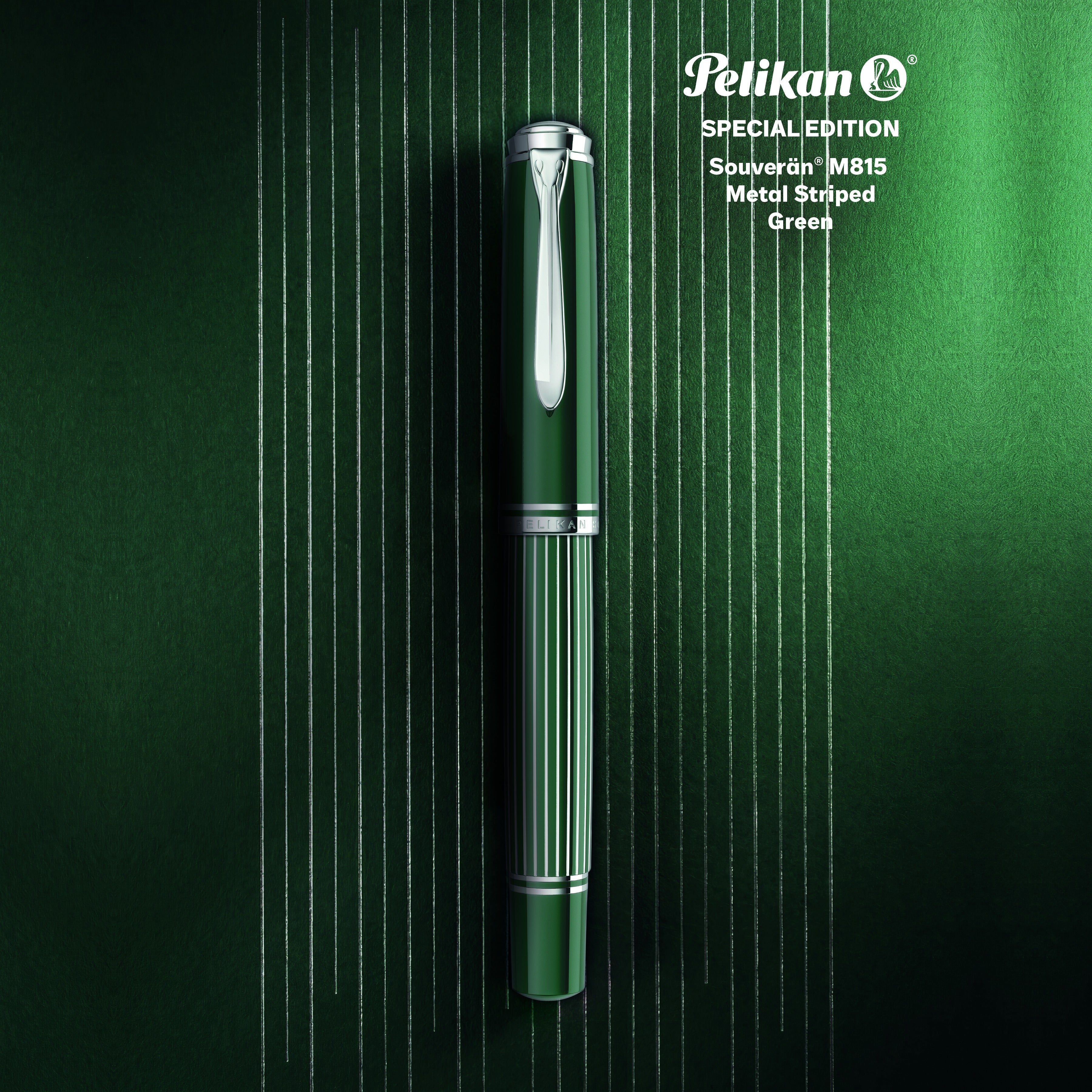 Pelikan Souveran M815 Metal Striped Green Fountain Pen – Truphae