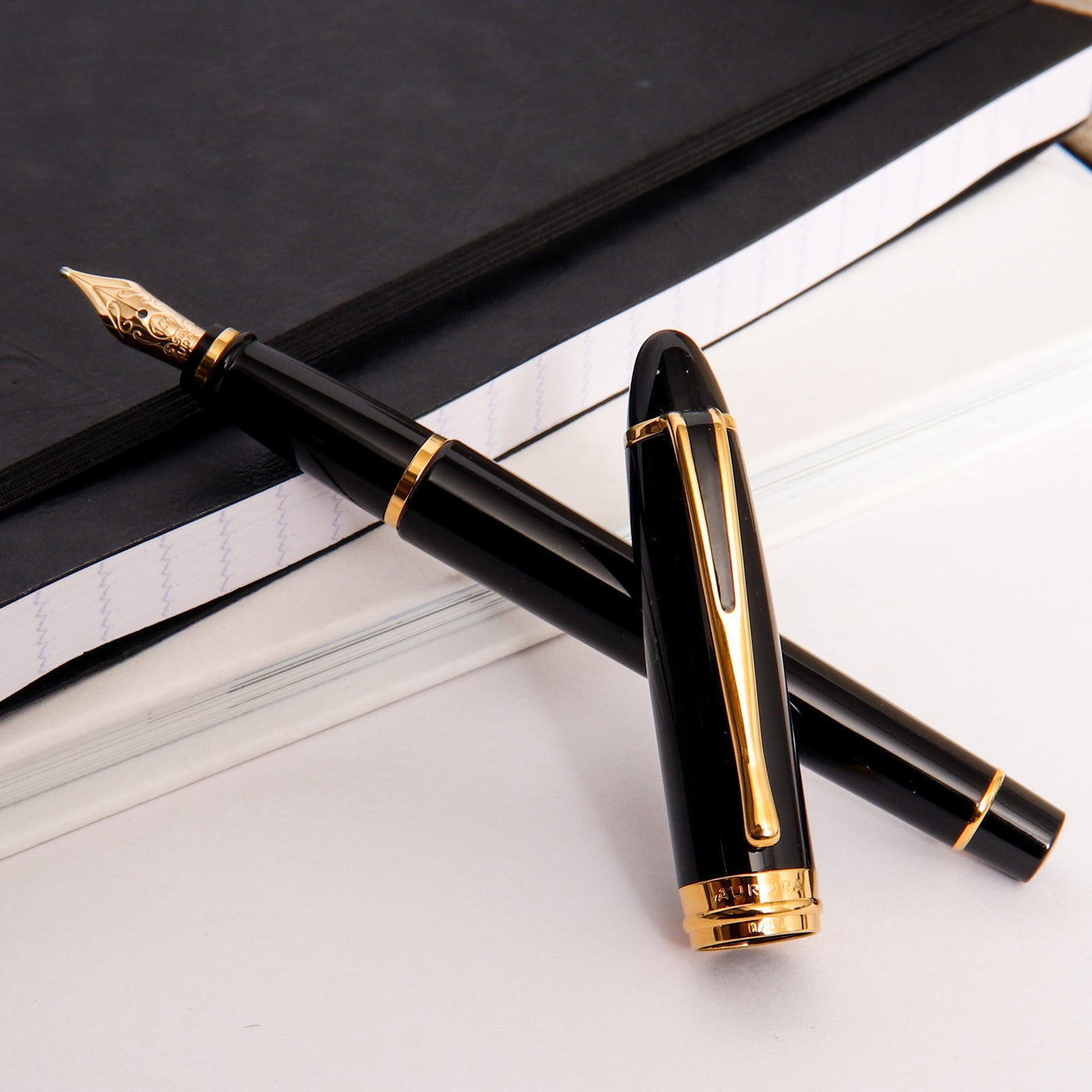 Aurora Ipsilon Deluxe Black & Gold Fountain Pen Black Barrel