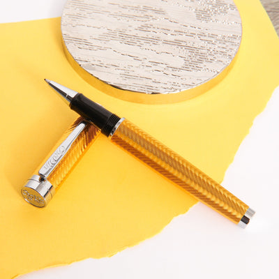 Conklin-Herringbone-Signature-Yellow-Rollerball-Pen