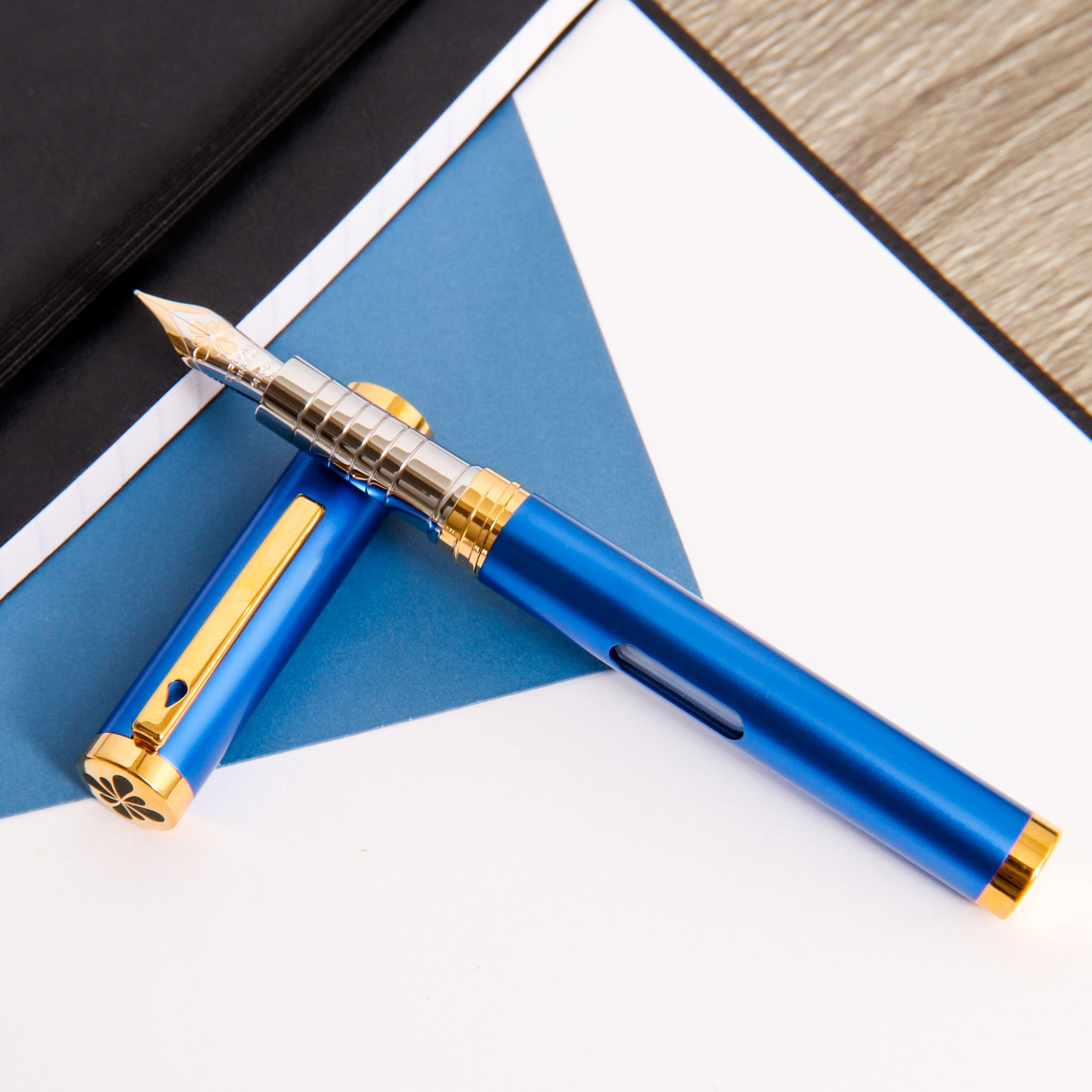 Diplomat Nexus Blue & Gold Fountain Pen 14k Nib Truphae