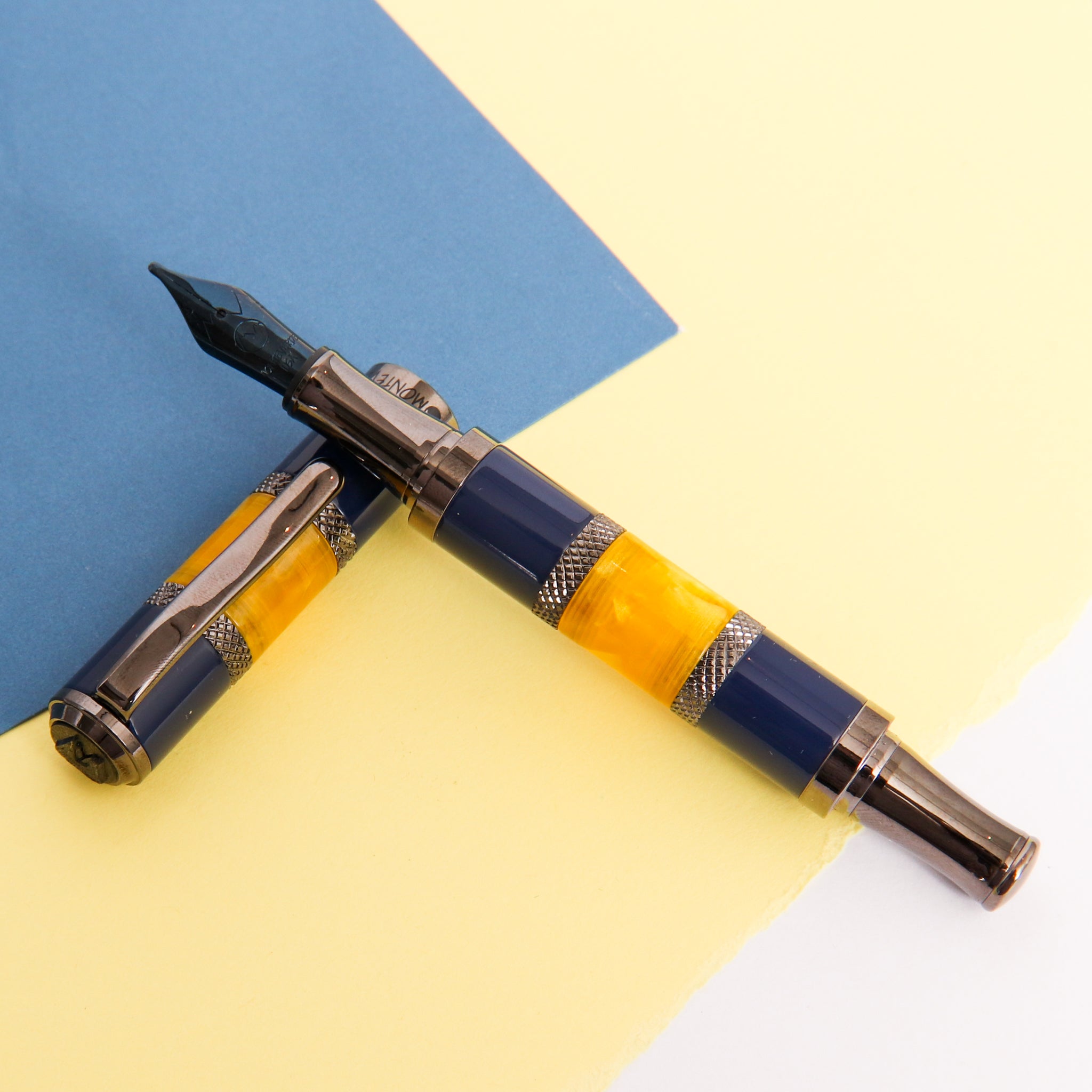 Monteverde Regatta Sport Fountain Pen - Blue And Yellow – Dromgoole's Fine Writing Instruments