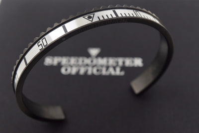 Speedometer Official Black Steel with Grey Insert Bangle Bracelet-Speedometer Official-Truphae