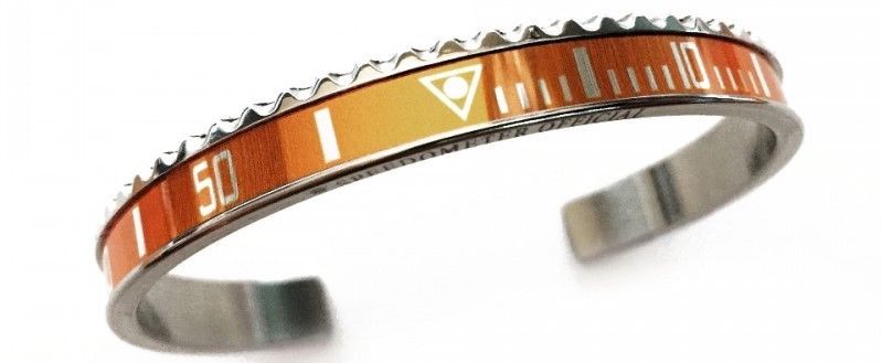 Speedometer Official Silver Steel with Orange Insert Bangle Bracelet-Speedometer Official-Truphae