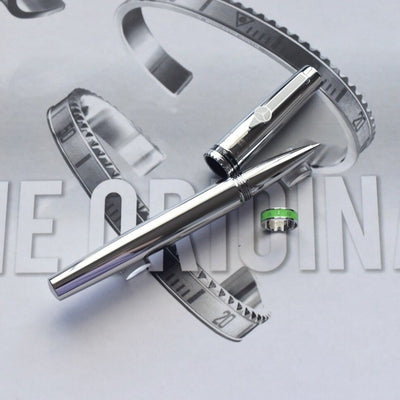 Speedometer Official Silver Steel with Black & Green Spare Ring Rollerball Pen-Speedometer Official-Truphae