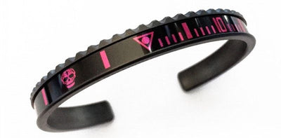 Speedometer Official Black Steel with Black Pink Insert Skull Bangle Bracelet-Speedometer Official-Truphae