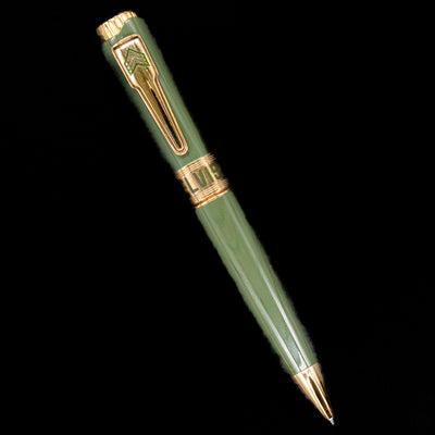 An overhead view of Montegrappa Elvis ballpoint pen in green.