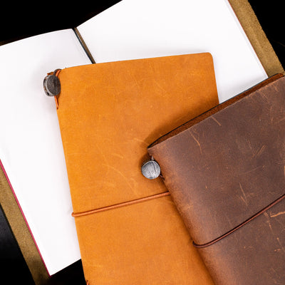 An overhead view of 3 Traveler's Company notebooks.