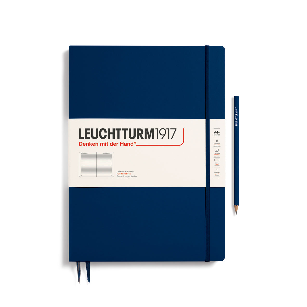 Leuchtturm Master Slim A4+ Ruled Notebook - Navy
