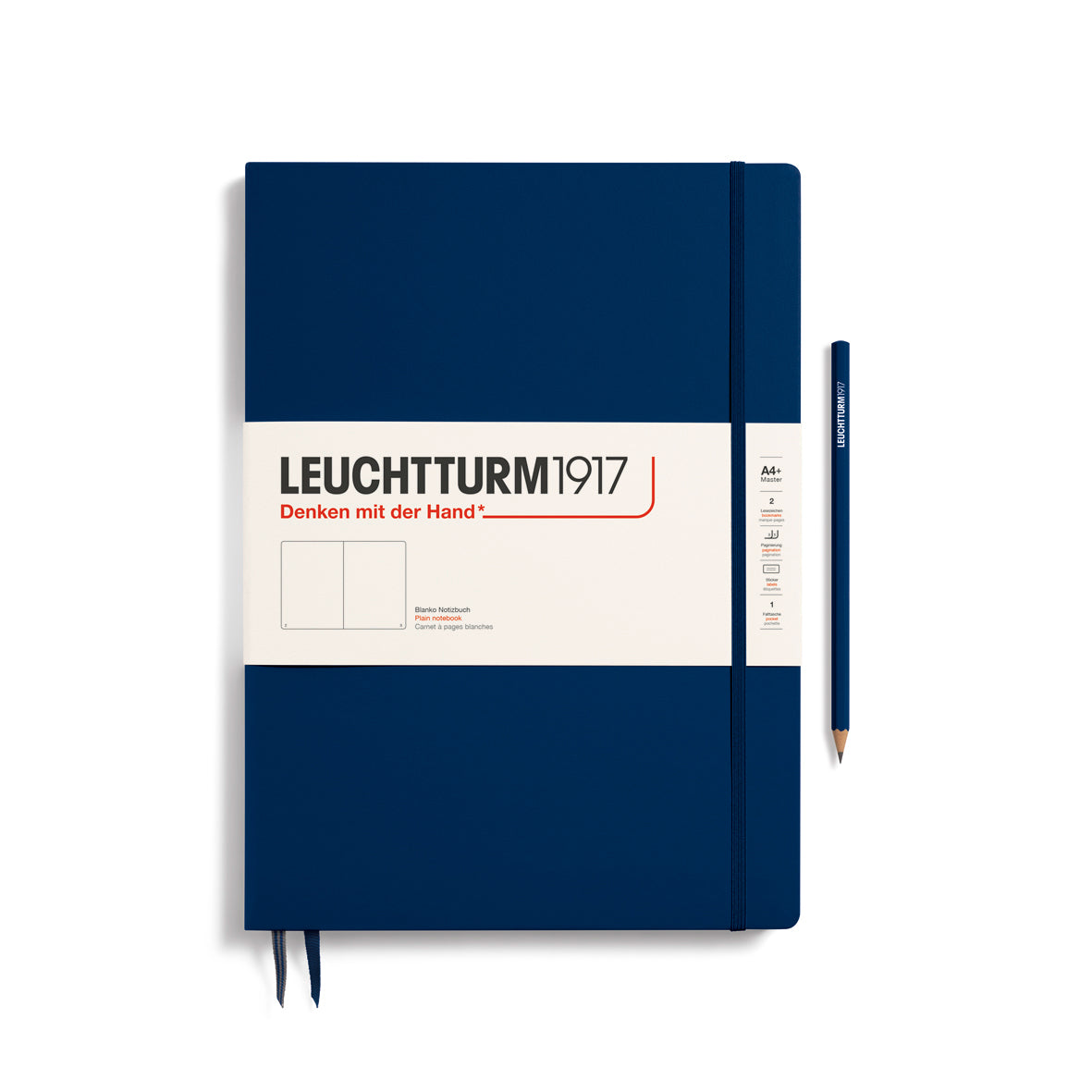 Leuchtturm Master Slim A4+ Plain Notebook - Navy