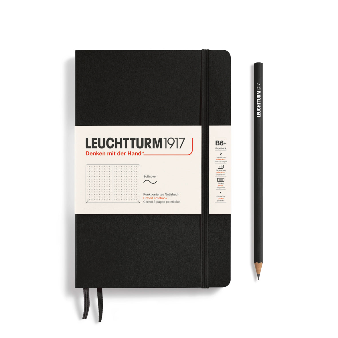 Leuchtturm Softcover Paperback B6+ Dotted Notebook - Black