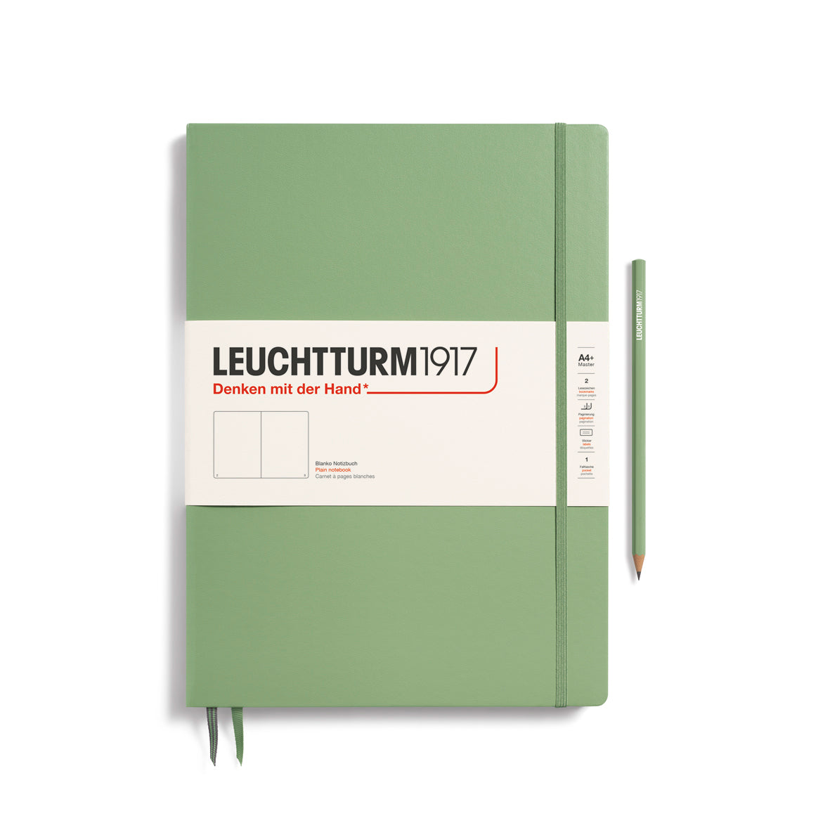 Leuchtturm Master Slim A4+ Plain Notebook - Sage
