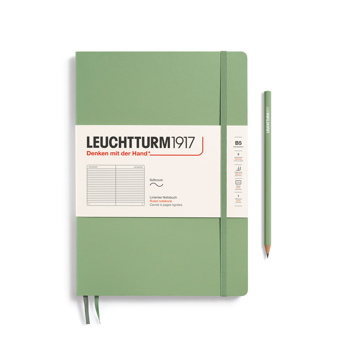 Leuchtturm Softcover Composition B5 Ruled Notebook - Sage
