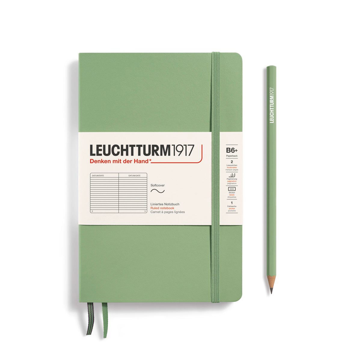 Leuchtturm Softcover Paperback B6+ Ruled Notebook - Sage