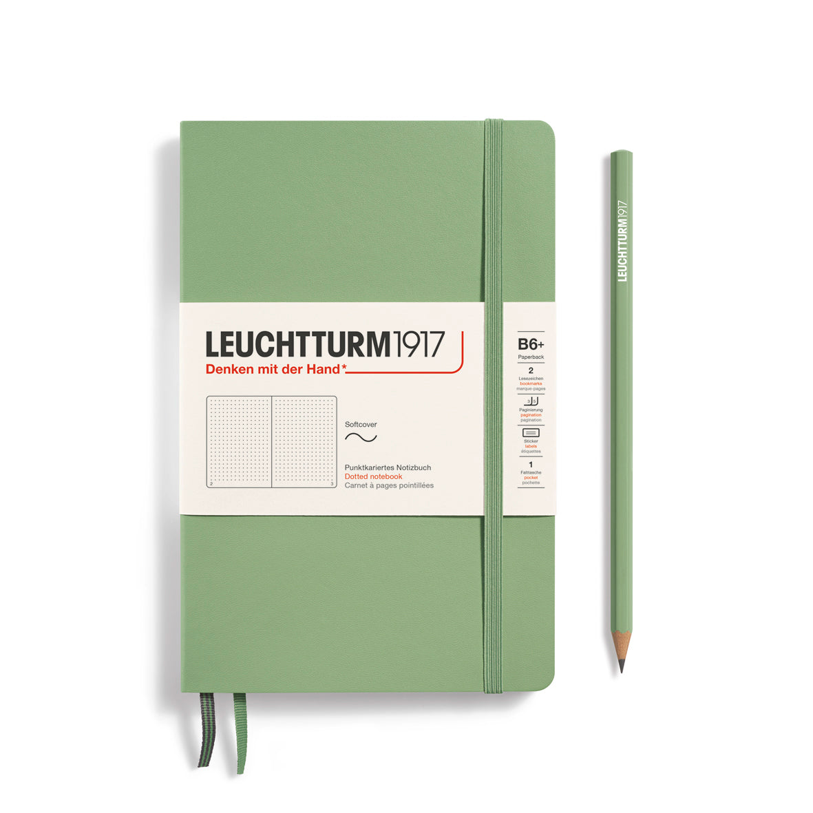 Leuchtturm Softcover Paperback B6+ Dotted Notebook - Sage