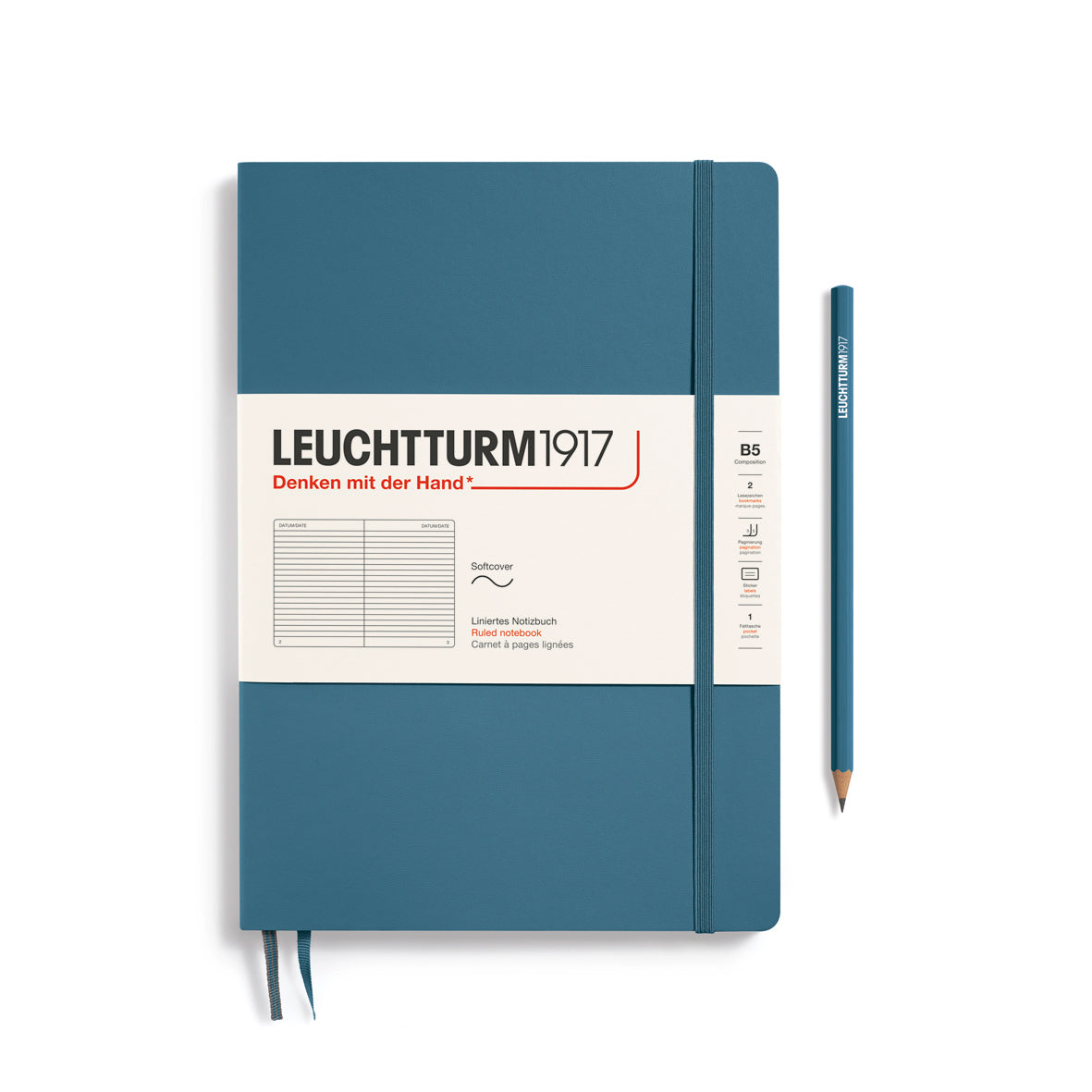 Leuchtturm Softcover Composition B5 Ruled Notebook - Stone Blue