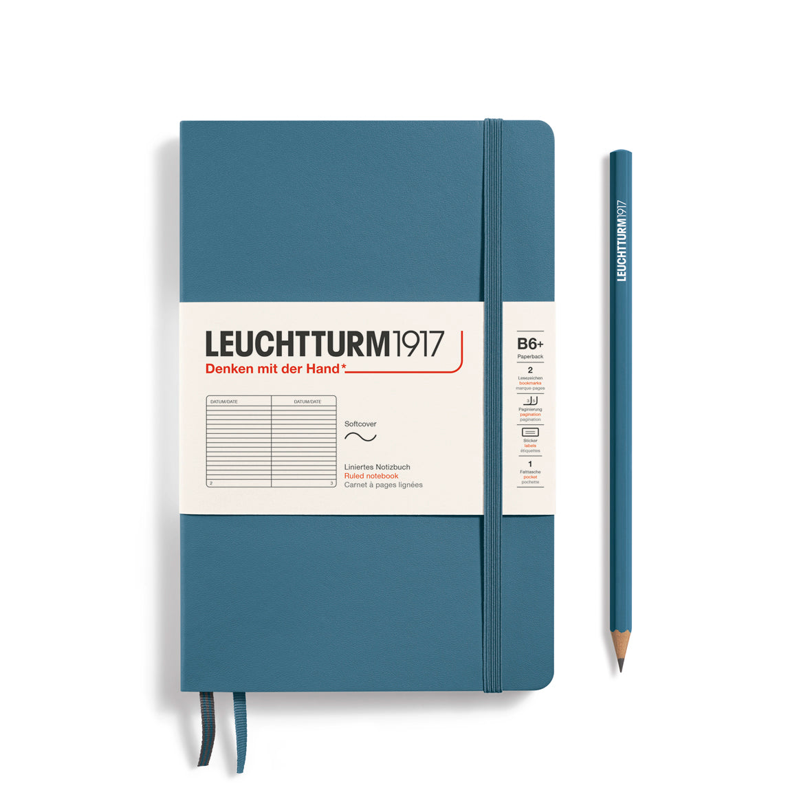Leuchtturm Softcover Paperback B6+ Ruled Notebook - Stone Blue