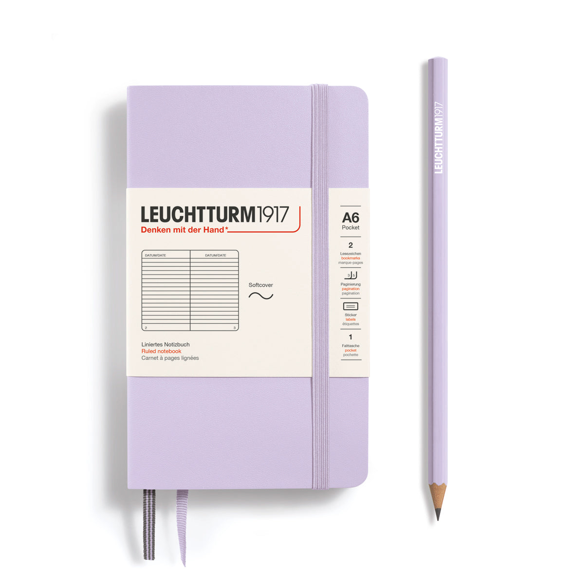 Leuchtturm Softcover Pocket A6 Ruled Notebook - Lilac
