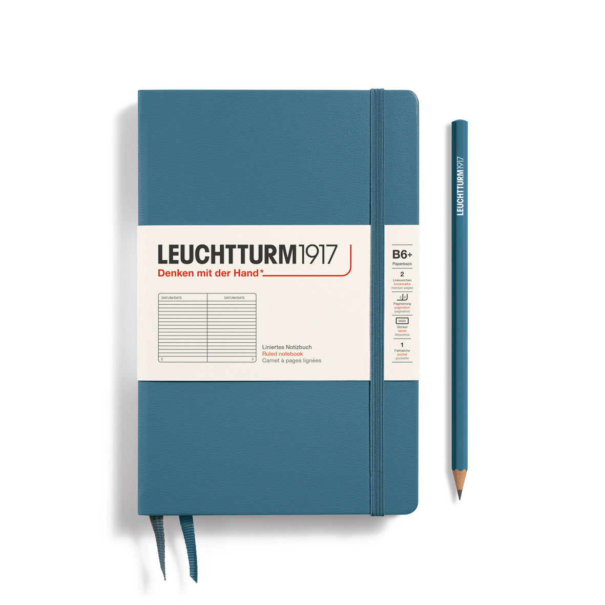 Leuchtturm Paperback B6+ Ruled Notebook - Stone Blue