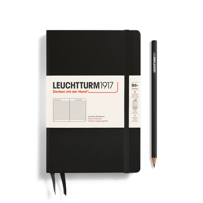 Leuchtturm Paperback B6+ Ruled Notebook - Black
