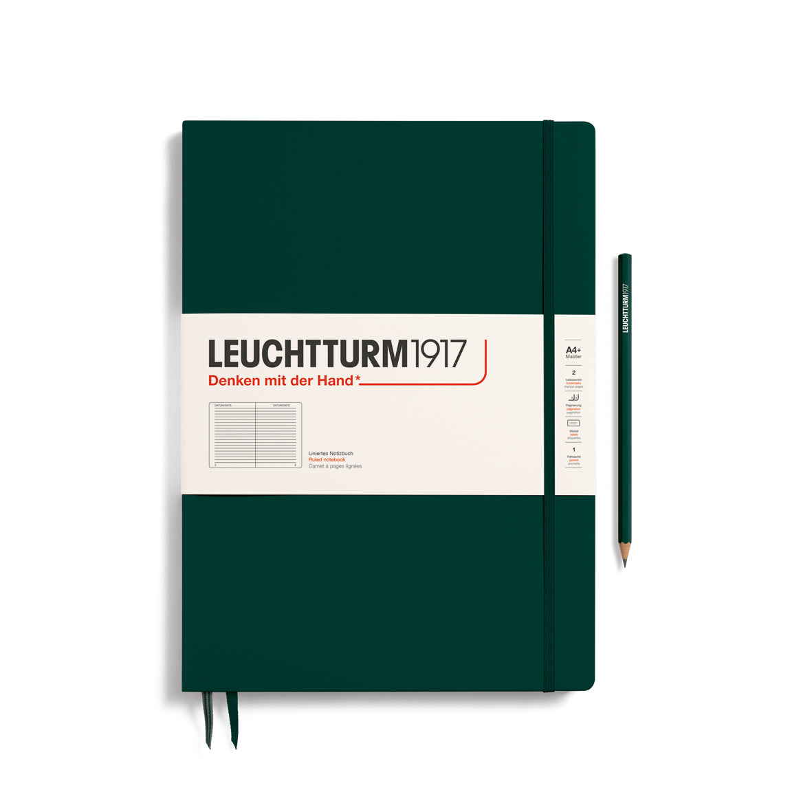 Leuchtturm Master Slim A4+ Ruled Notebook - Forest Green