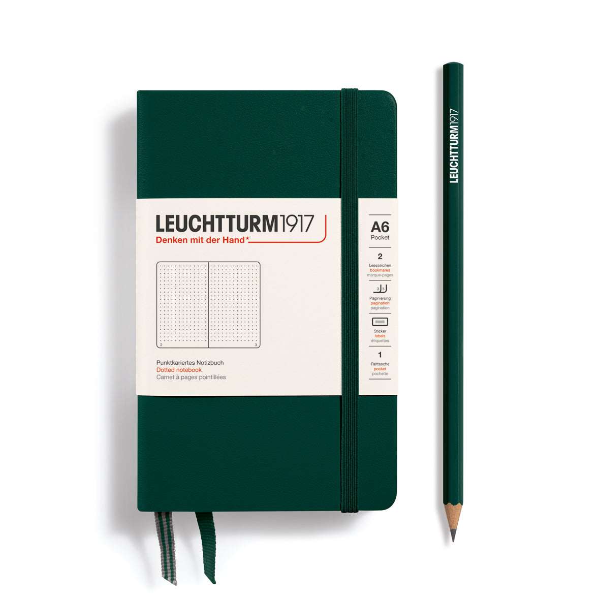 Leuchtturm Pocket A6 Dotted Notebook - Forest Green