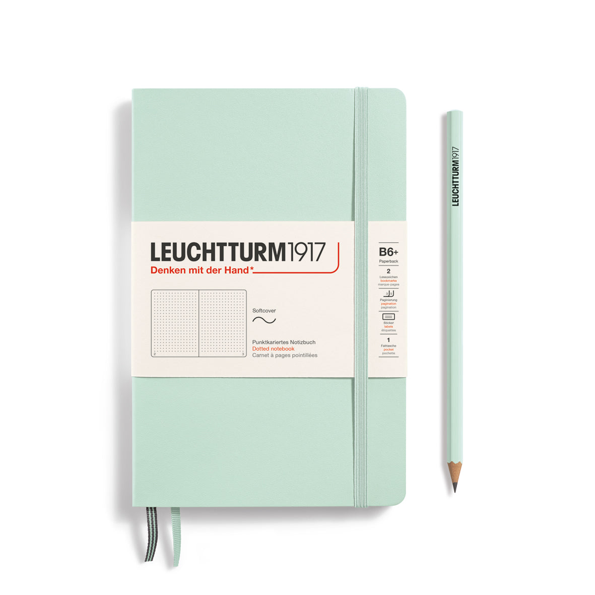 Leuchtturm Softcover Paperback B6+ Dotted Notebook - Mint Green