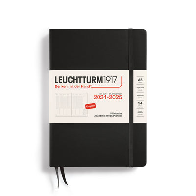 Leuchtturm A5 18 Months Academic Week Planner - Black