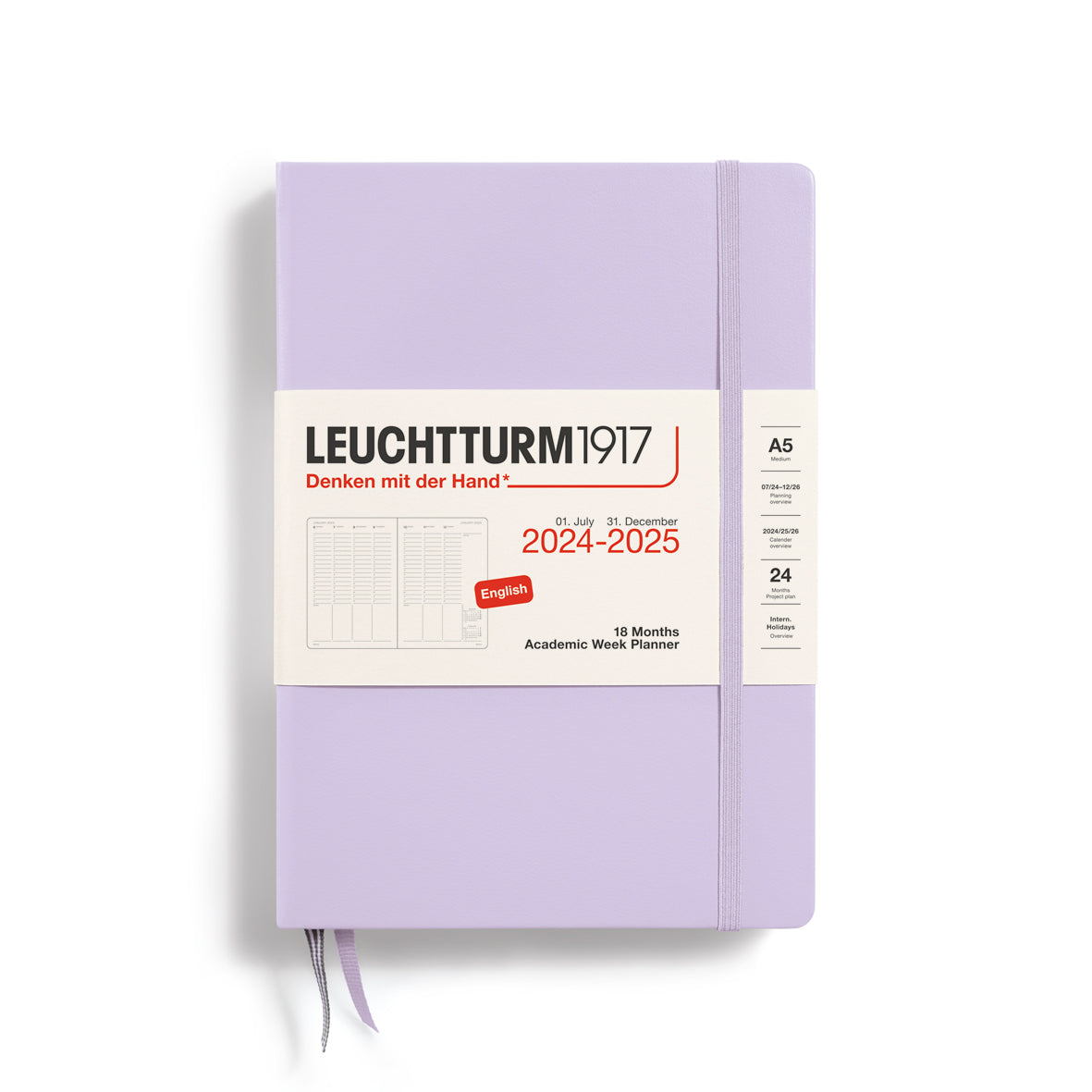 Leuchtturm A5 18 Months Academic Week Planner - Lilac