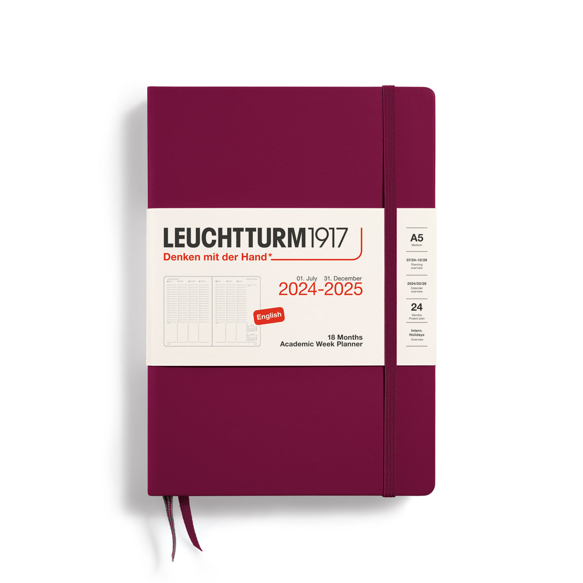 Leuchtturm A5 18 Months Academic Week Planner - Port Red