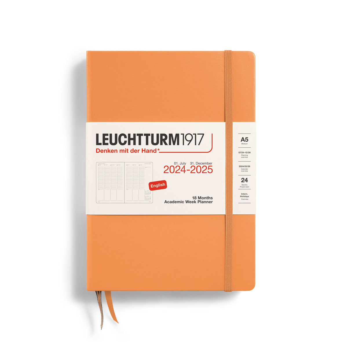 Leuchtturm A5 18 Months Academic Week Planner - Apricot