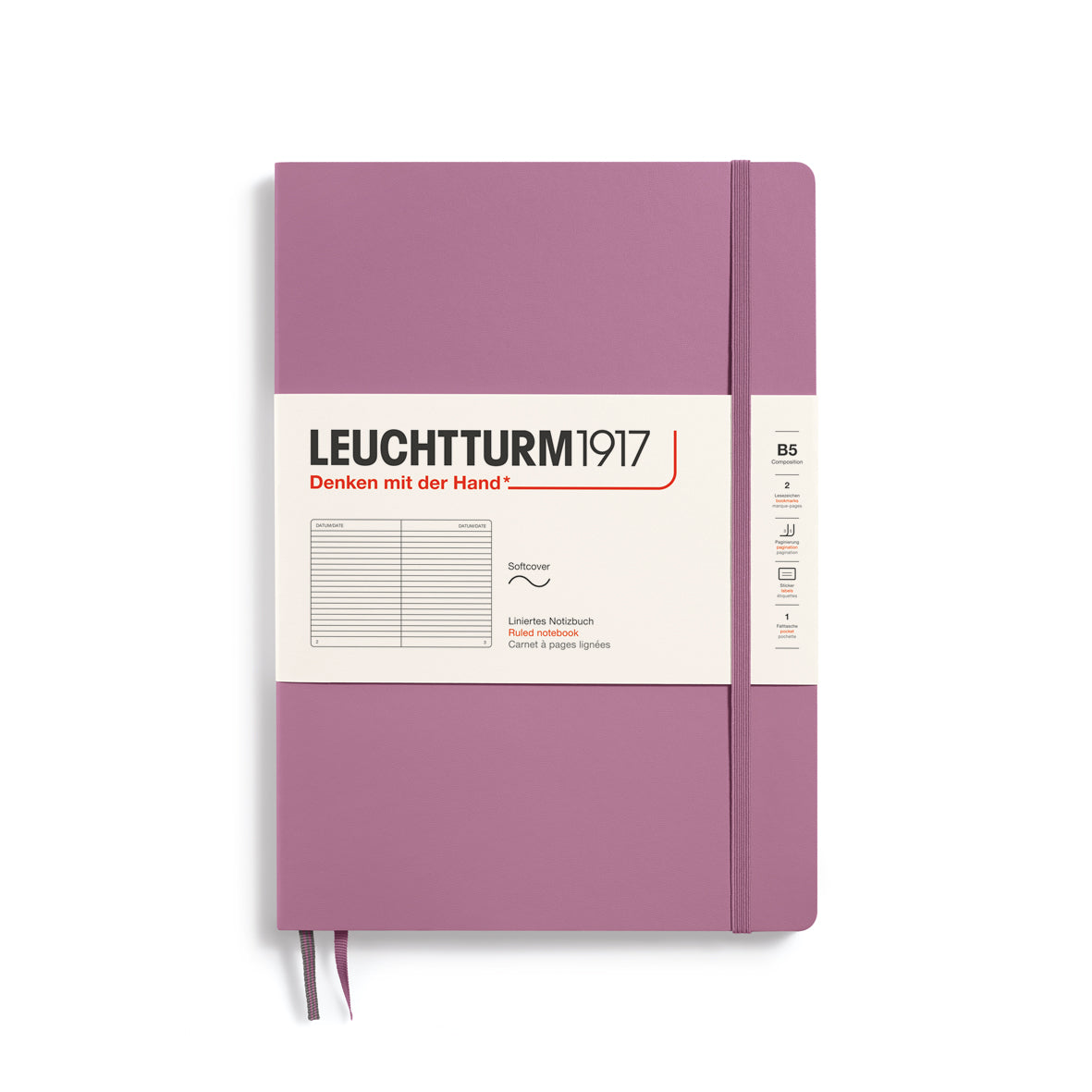 Leuchtturm Softcover Composition B5 Ruled Notebook - Dusty Rose