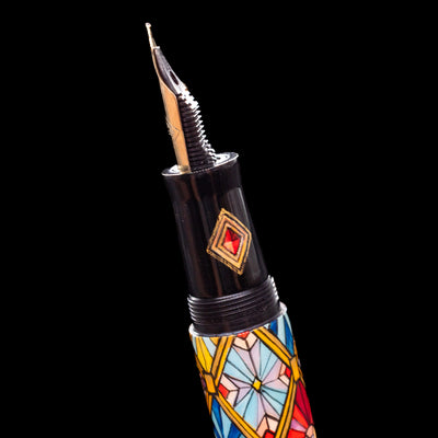 A macro shot of the side of the grip with a nicely decorated diamond on the AP Limited Editions Imperial Lacquer Art Fountain Pen - Tiffany.