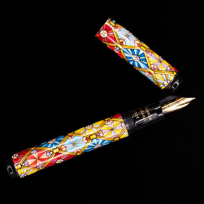 An overhead view of the AP Limited Editions Imperial Lacquer Art Fountain Pen - Tiffany uncapped.