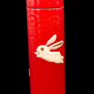 A macro shot of a leaping rabbit on the AP Limited Editions Sakura Lacquer Art Fountain Pen - Year of the Rabbit.