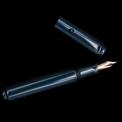 An overhead view of the AP Limited Editions Urushi Lacquer Art Fountain Pen - Tetsu-Kon uncapped.