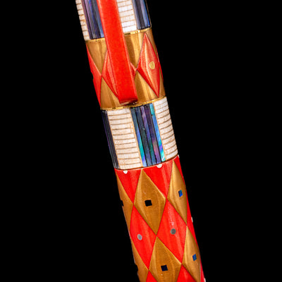 A close-up view of the body of the cap on the AP Limited Editions Writer Maki-e Fountain Pen - Aogai Deco.