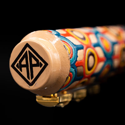 Zoomed-in view of the top of the cap with the finial on the AP Limited Editions Writer Maki-e Fountain Pen - Orbit.