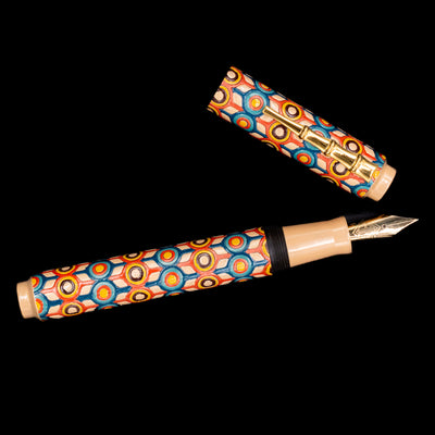 An overhead view of the AP Limited Editions Writer Maki-e Fountain Pen - Orbit uncapped.