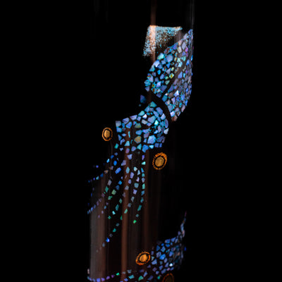 A macro shot of a raden squid on the body of the AP Limited Editions Writer Maki-e Fountain Pen - The Firefly Squid.