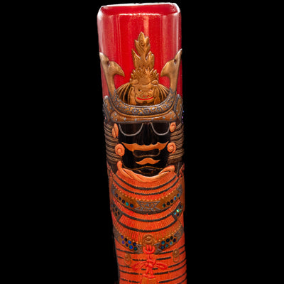 A close-up shot of the samurai on the cap of the AP Limited Editions Writer Maki-e Fountain Pen - The Pride of Samurai.