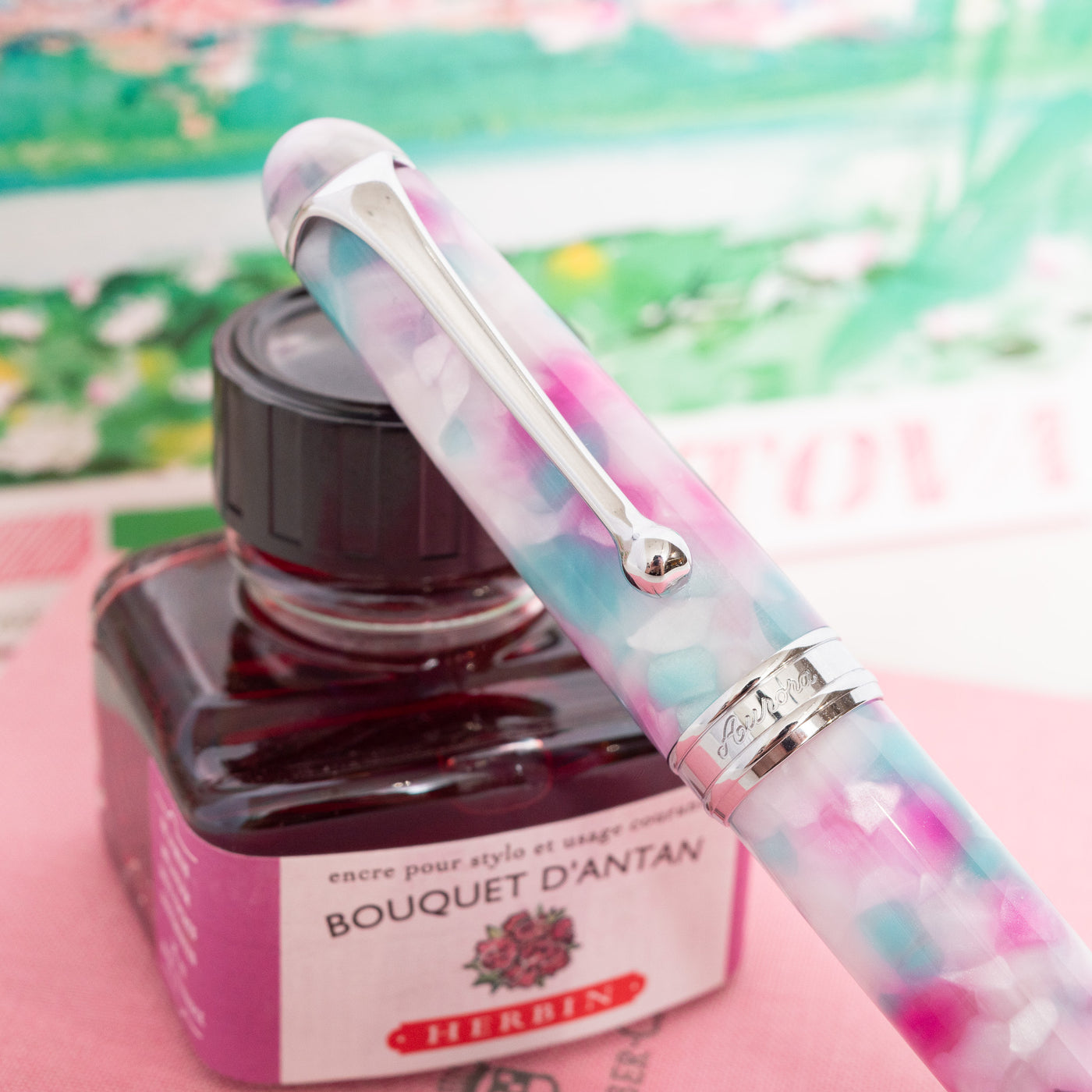 Aurora 888 Mantova Mottled Pink Fountain Pen Clip