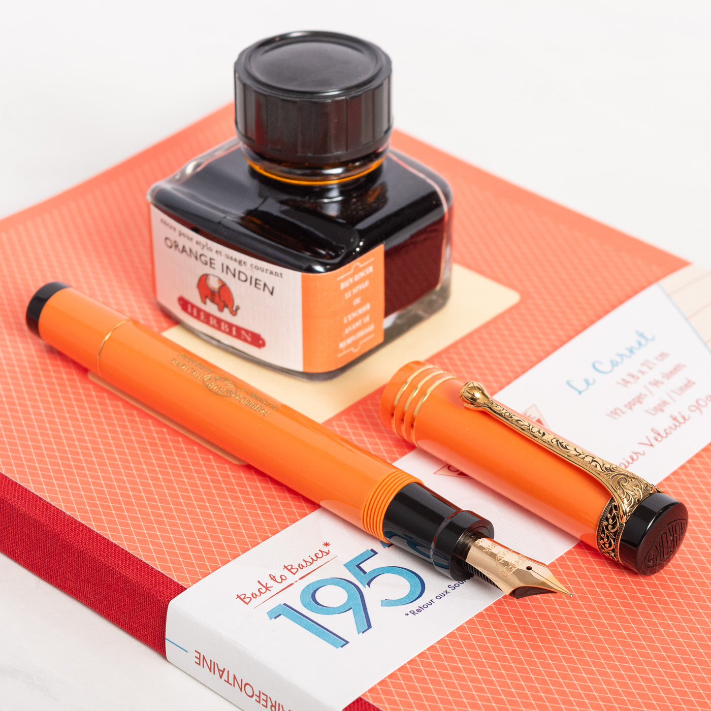 Aurora Internazionale Orange Limited Edition Fountain Pen scroll work