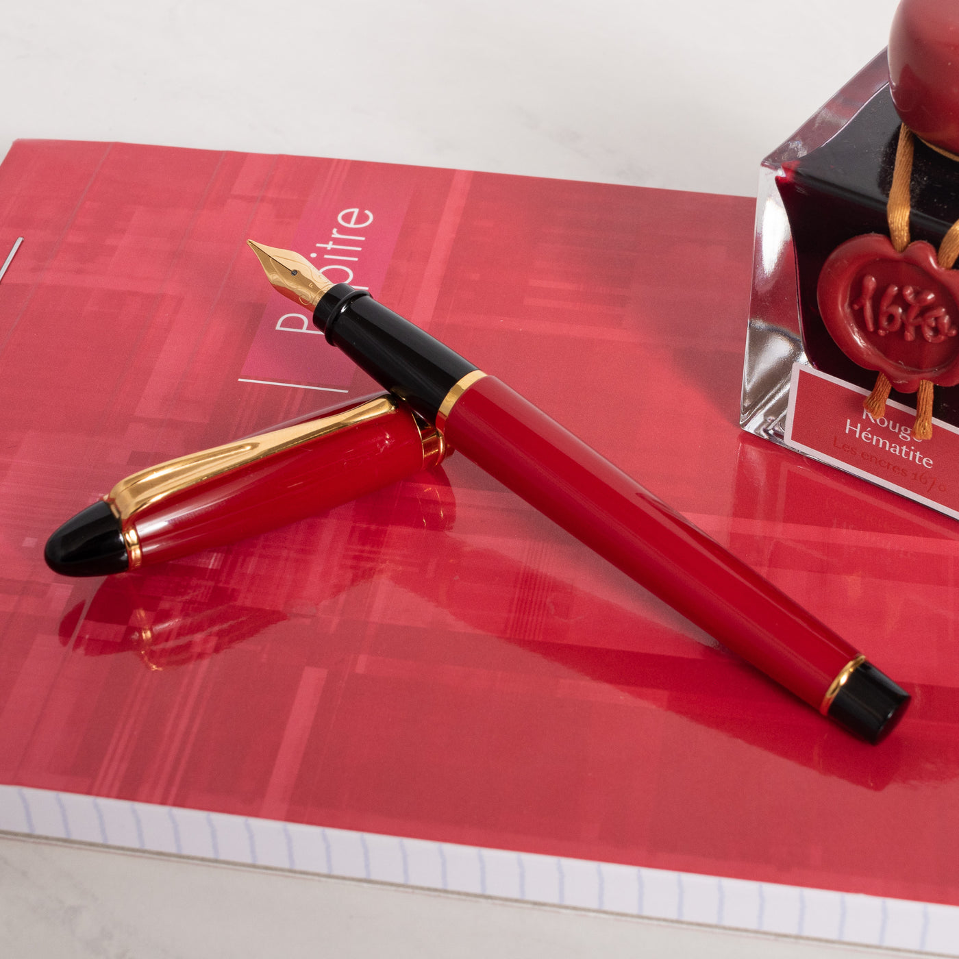 Aurora Ipsilon Red & Gold Fountain Pen Uncapped