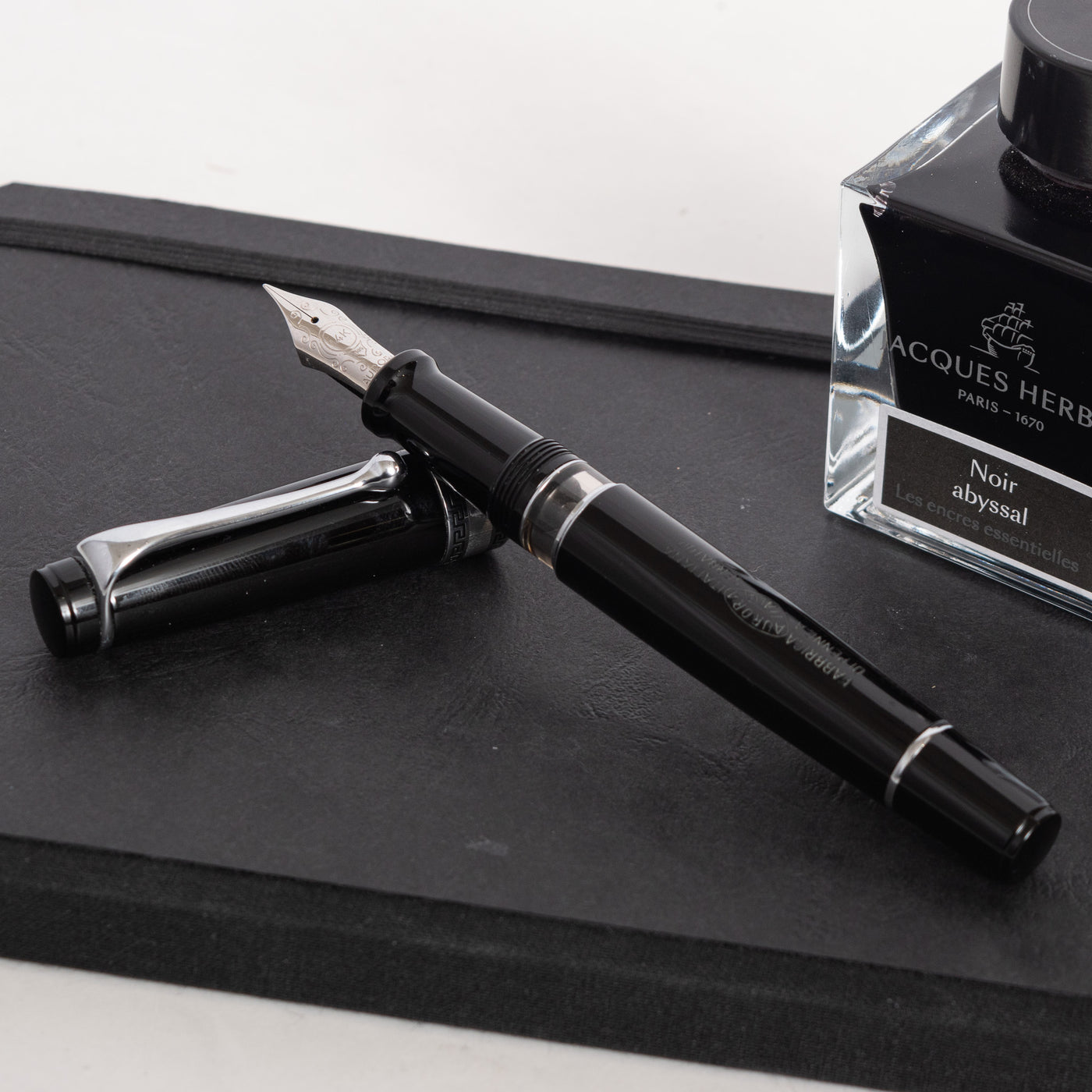 Aurora Optima Black Resin & Chrome Fountain Pen