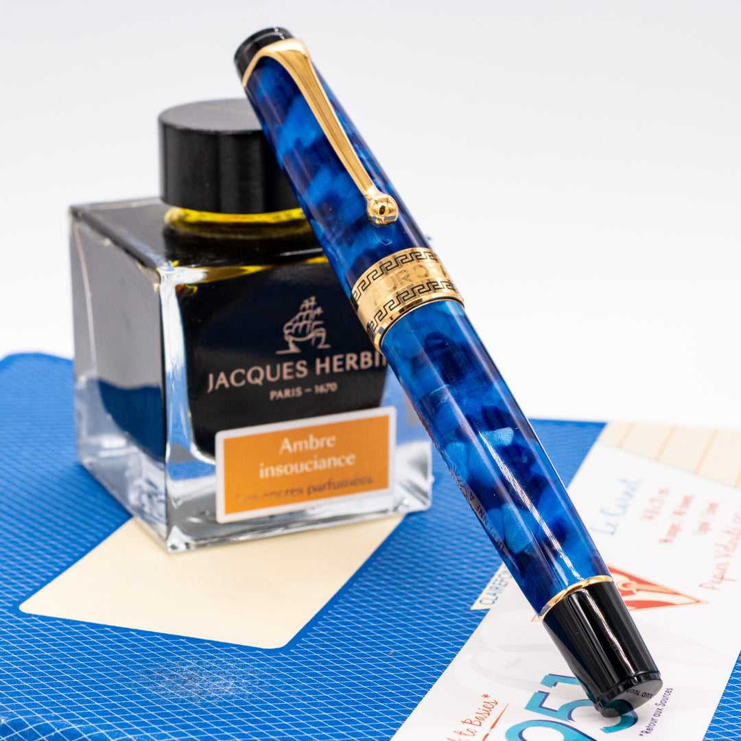 Aurora Optima Rollerball Pen - Blue & Gold – Truphae